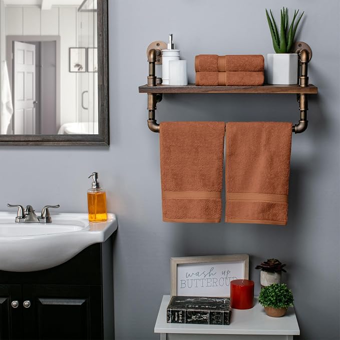 SUPERIOR Egyptian Cotton Plush & Absorbent, Hand Towel Set of 4, Rust | Quick - Image 9