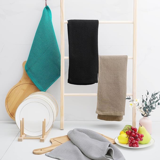 Homaxy 100% Cotton Waffle Weave Kitchen Dish Towels 18-Pack, Tan | 13 x 28 - Image 6