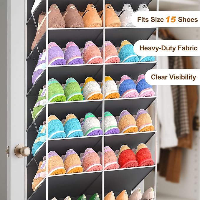20-30 Pairs Over the Door Shoe Organizer, 10-Tier Door Shoes Rack, Handing - Image 5