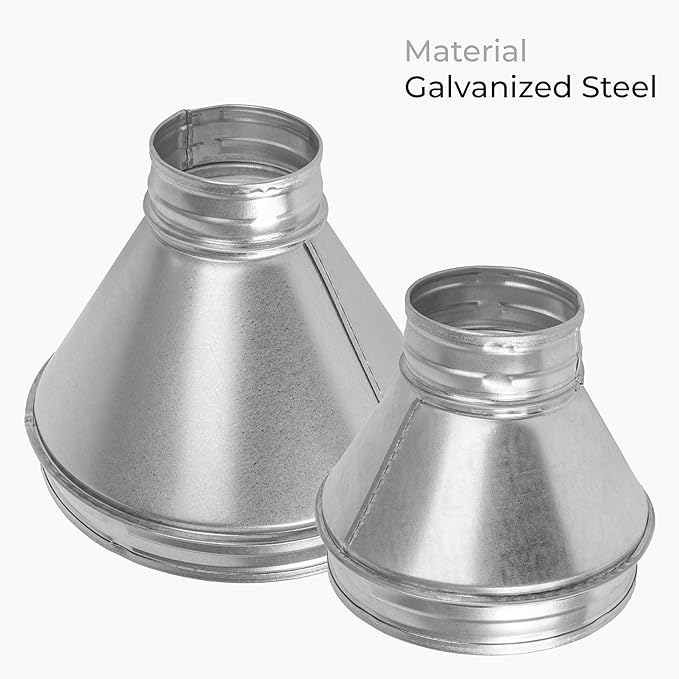 6" to 3.15" Inch Round Duct Reducer - Male Fit Galvanized Steel Pipe Increaser - Coupling for Round Duct Ventilation Systems - Heating & Cooling, HVAC
