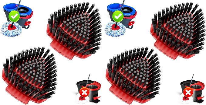 Fatmass 4 Pack Upgraded Spin Mop Replace Scrub Mop Brush Compatible by Fatmass