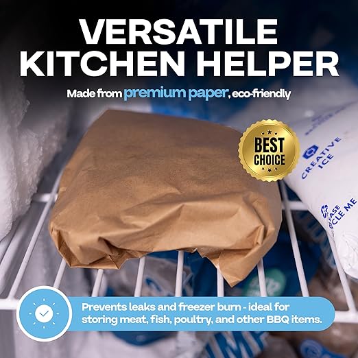 Brown Freezer Paper Sheets 12" x 12", Pack of 500 - USA-Made Paper Sheets for Long-Term Freezing of Meat & Fish - Freezer Pads for Quilting - Bakery Tissue Wraps for Food Storage by IDL Packaging
