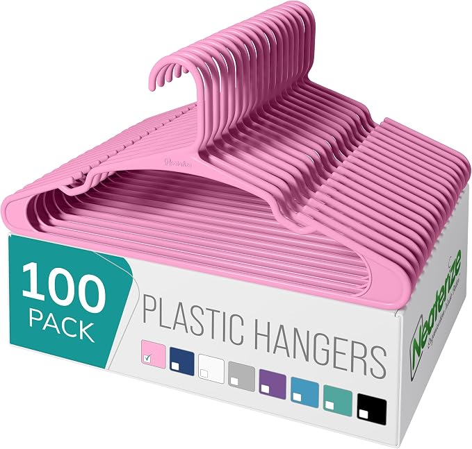 NEATERIZE Clothes Hangers Plastic 100 Pack by Neaterize