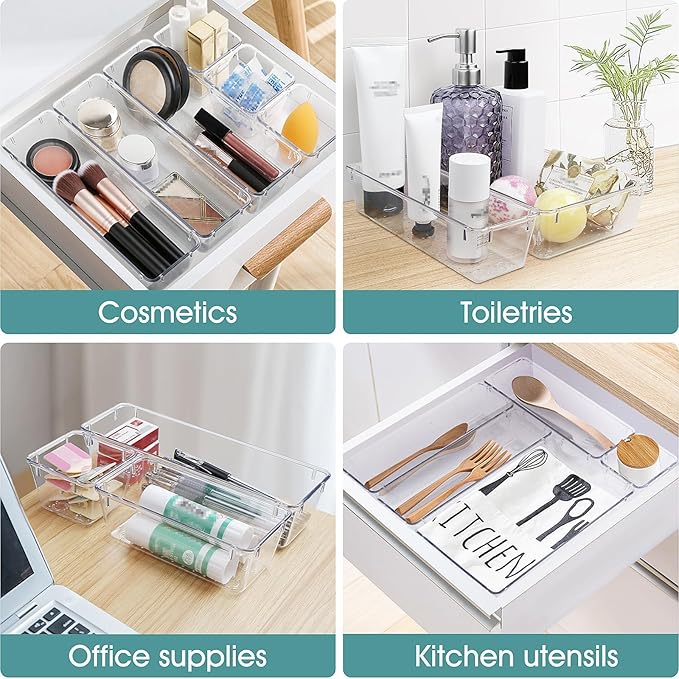 25 PCS Clear Plastic Drawer Organizer, Makeup Organizers and Storage Bins | 4 - Image 5