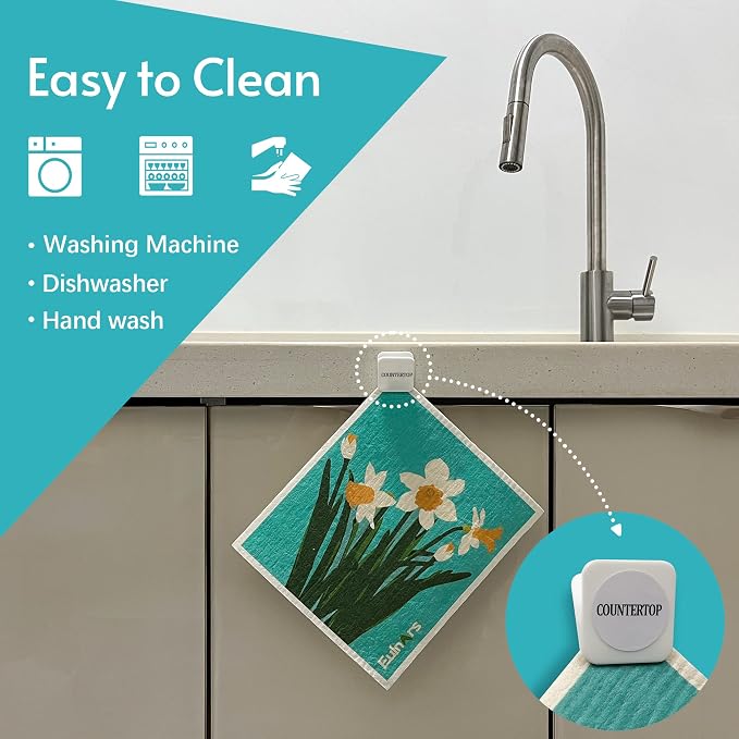 Eulnars Swedish Dishcloths for Kitchen, 8 Pack Reusable Paper Towels - Image 4