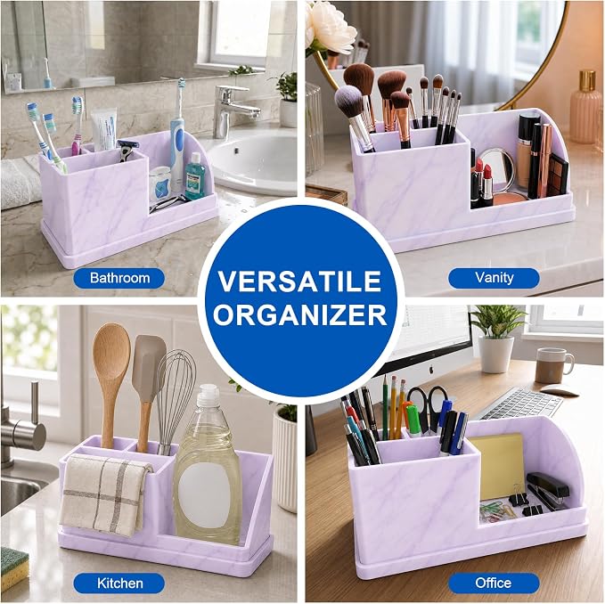 Bathroom Toothbrush Holders, 4 Slots Silicone Counter Organizer Storage - Image 4