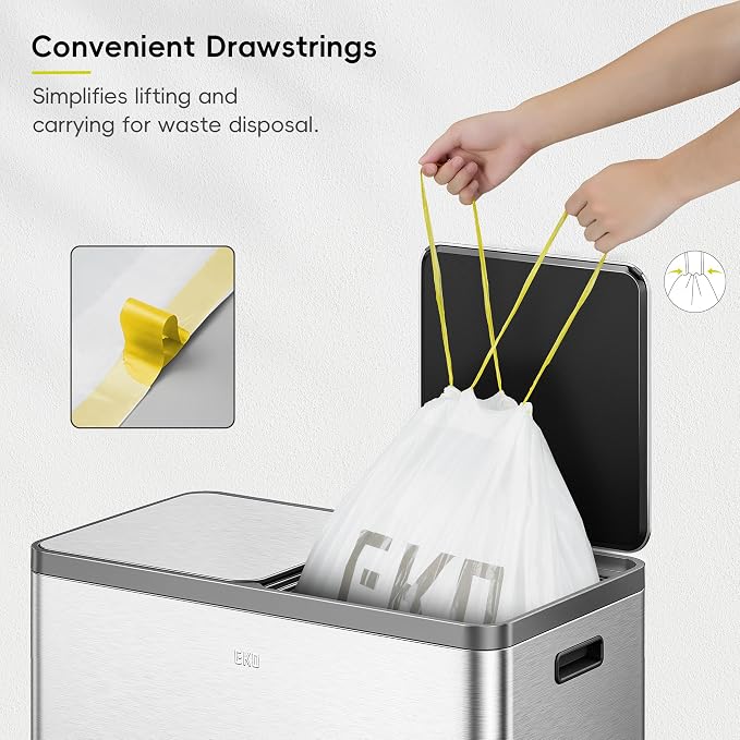 EKO 10.6 Gallon / 35–40 Liter Drawstring Trash Bags, Extra-Strong Leak-Resistant - Image 6