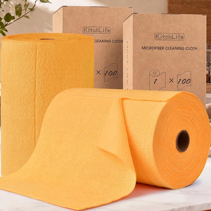 KitchLife Microfiber Cleaning Cloth Roll, 200 Pack by OverDoorHooksKitchenSupplies