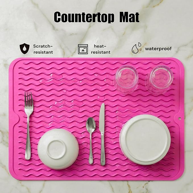 MicoYang Silicone Dish Drying Mat — Quick-Dry Ridges Counter & Sink Pad - Image 5