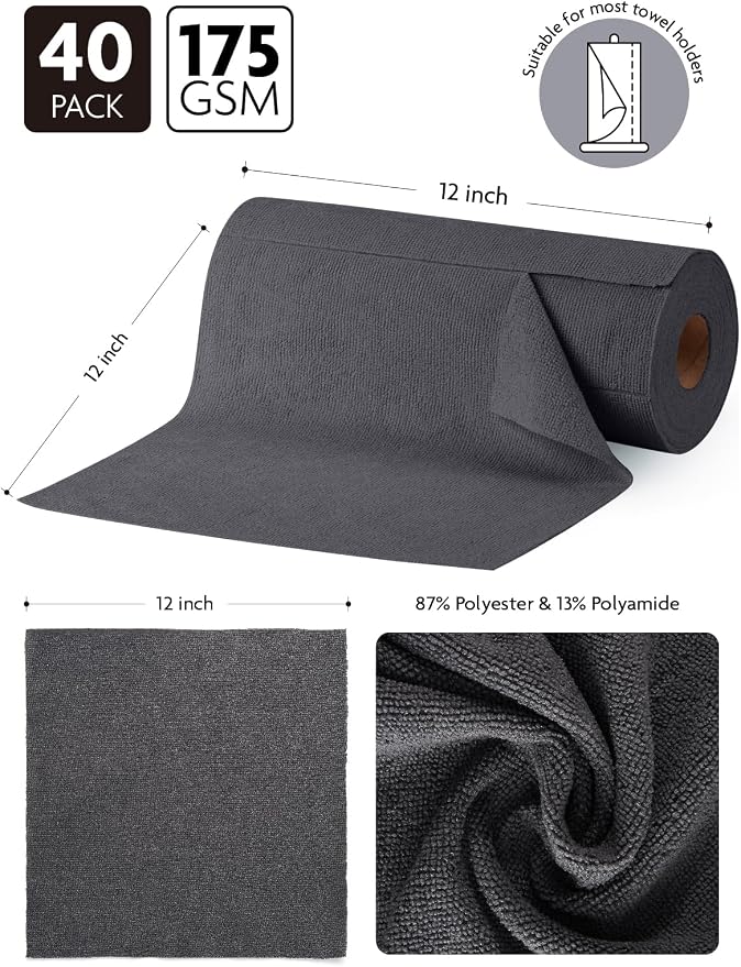 Fantasticlean Microfiber Cleaning Cloth Roll-40 Sheets, Tear-away Microfiber - Image 7