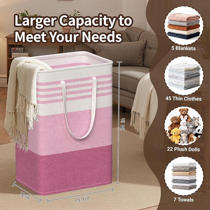 WOWBOX 2 Pack Laundry Baskets, Collapsible Dirty Clothes Laundry Hampers - Image 2