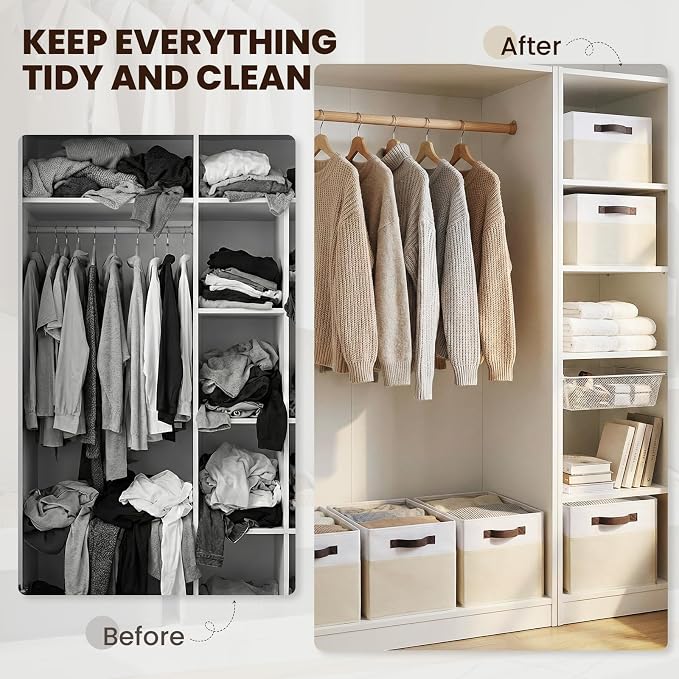 Criusia 8 Pack Large Storage Basket, Fabric Blanket Basket Living Room - Image 6