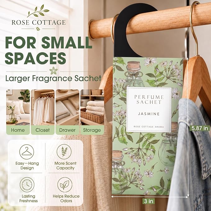 Large 12 Packs Jasmine Hanging Scented Sachets Long-Lasting Closet Deodorizer - Image 2