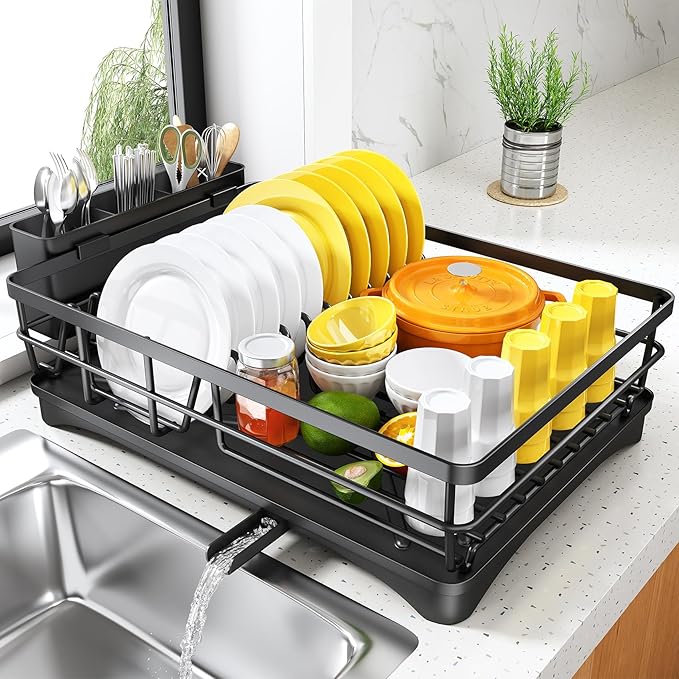 SNTD Dish Drying Rack for Kitchen Counter, 11.8" W x 16.7" L, Large Capacity by SNTD