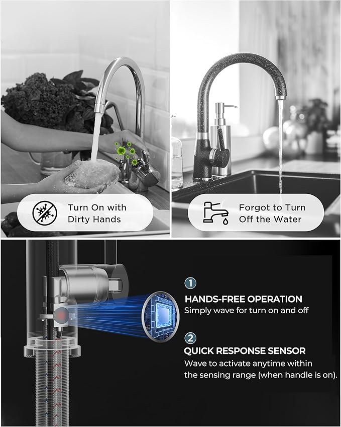 FORIOUS Touchless Kitchen Faucet, Hands-Free, Single Handle, Brushed Nickel | - Image 4