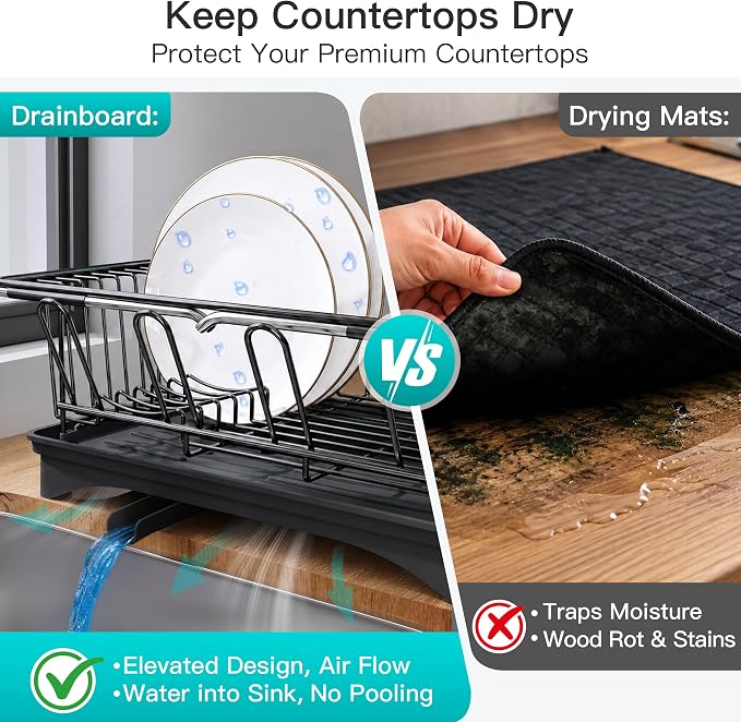 JASIWAY Black Dish Drying Rack in Sink - Image 5