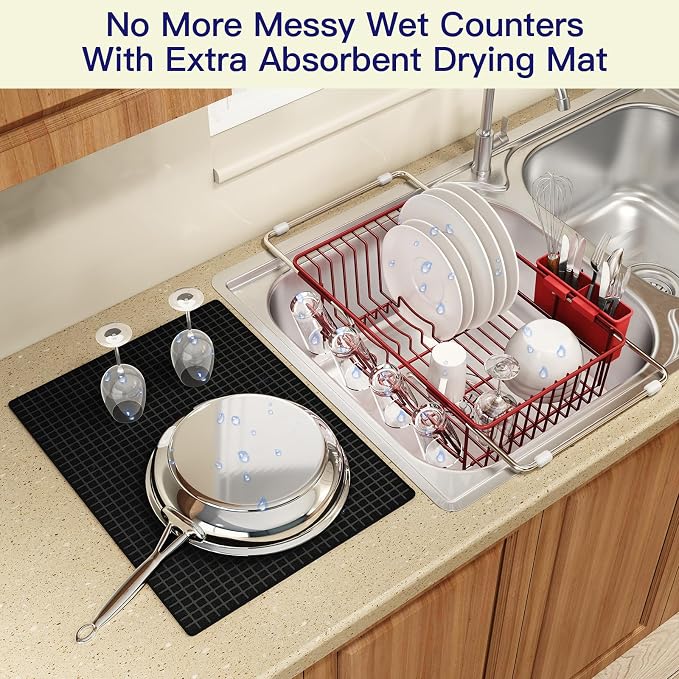 Red Dish Drying Rack Over The Sink - Image 5