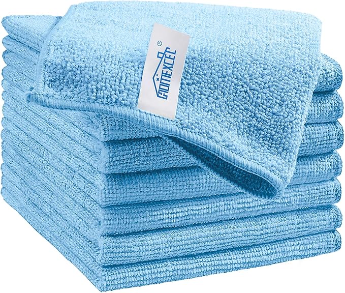HOMEXCEL 8PK Microfiber Cleaning Cloth, Cleaning Rags by HOMEXCEL