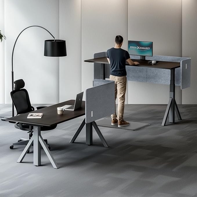 Desk Privacy Panel,2PCS L-Shaped Clamp-On Office Desk Divider,2-in-1 Adjustable Acoustic Desktop Partition Or Under Desk Modesty Screen,for Office,Home,Felt(Grey, 47.2" x 17.7")
