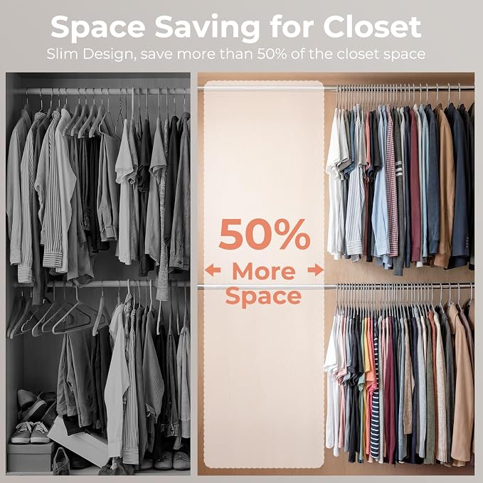 HOUSE DAY Grey Plastic Hangers 60 Pack, Slim Space-Saving Clothes Hangers | - Image 5