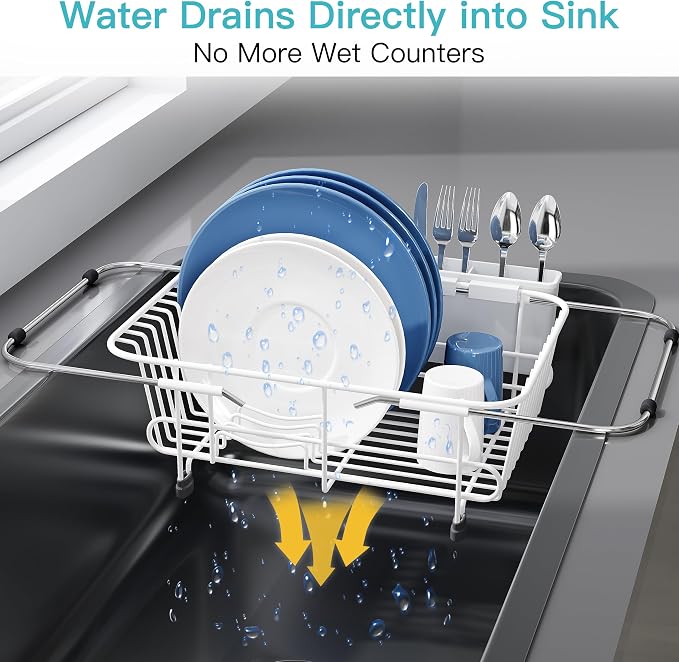 JASIWAY White Dish Drying Rack in Sink - Image 6
