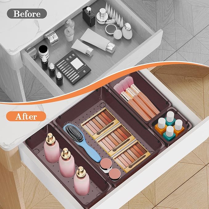 SpaceHacks 25 PCS Plastic Drawer Organizer, 4-Size Versatile Organizer Trays & - Image 4