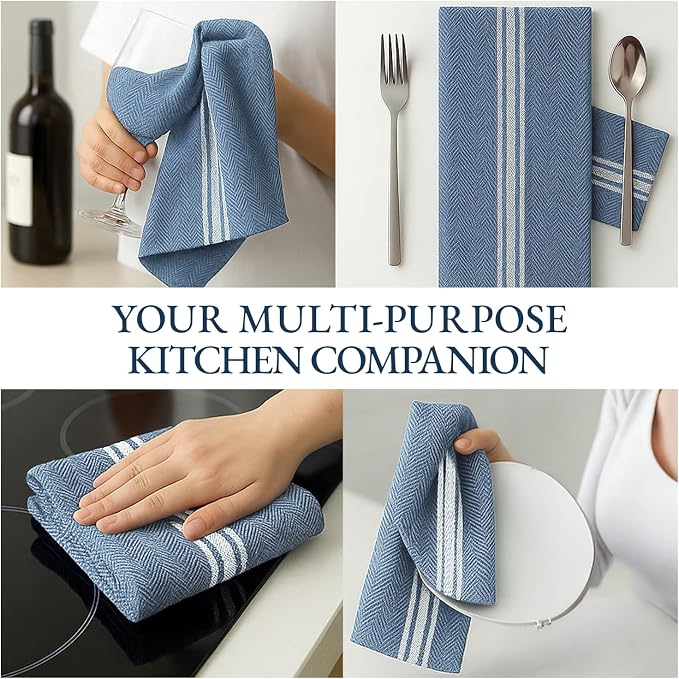 LANE LINEN Tea Towels for Kitchen 100% Cotton Absorbent Lint-Free 6 Pack - Image 8