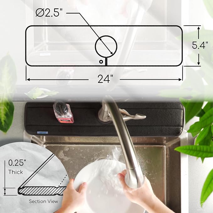 Ternal Original SINKMAT 24in XL Faucet Splash Guard Extra Long Microfiber Sink - Image 2