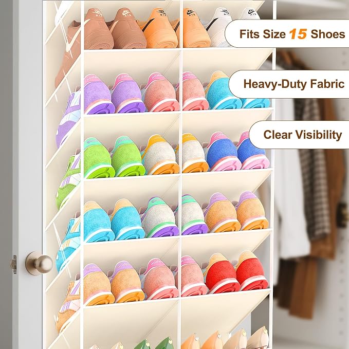 20-30 Pairs Over the Door Shoe Organizer, 10-Tier Door Shoes Rack, Handing - Image 5