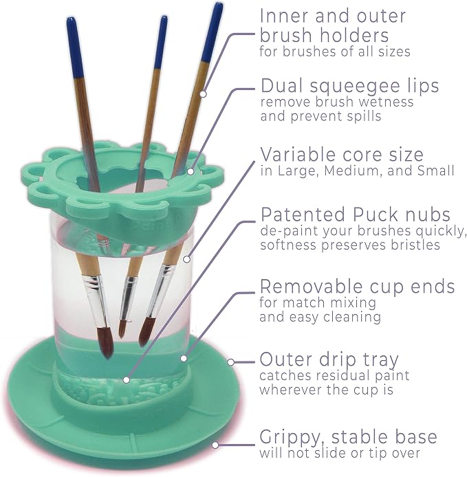Paint Puck Ultimate Rinse Cup Paint Brush Cleaner, Brush Holder, Squeegee Lips - Image 6
