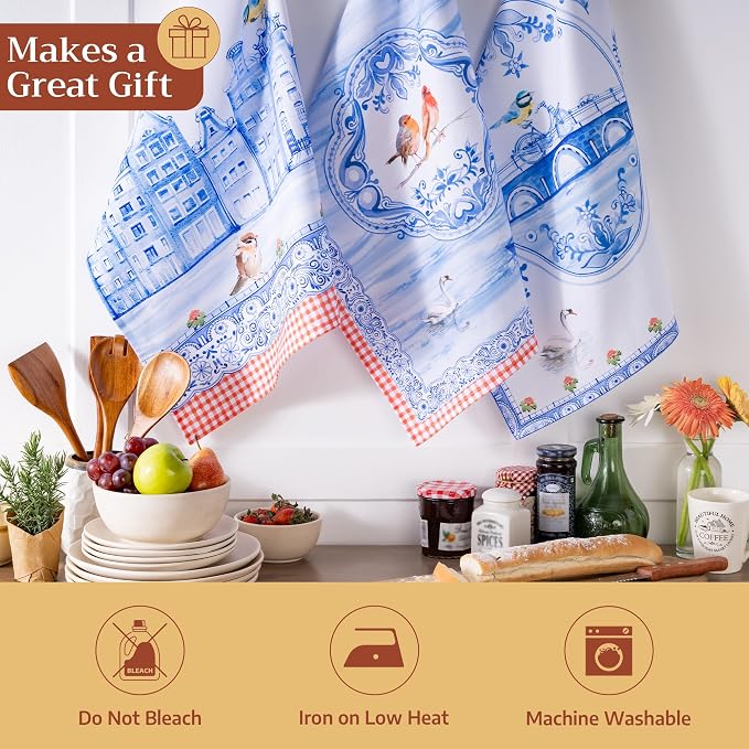 Maison d' Hermine Kitchen Towels Set of 3 Reusable 100% Cotton 27.50" x 20" - Image 5