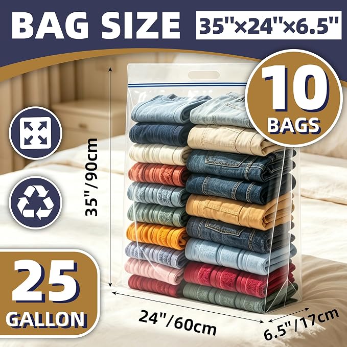 10 Pack 25 Gallon Jumbo Storage Bags - Image 2