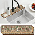 2 Pcs Kitchen Sink Splash Guard Faucet Mat Brown Vintage Pattern Faucet Mat by CONCHLERY%E6%97%97%E8%88%B0%E5%BA%97