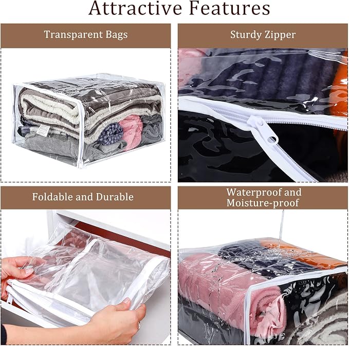 Shappy 6 Packs Clear Plastic Storage Bags - Image 4