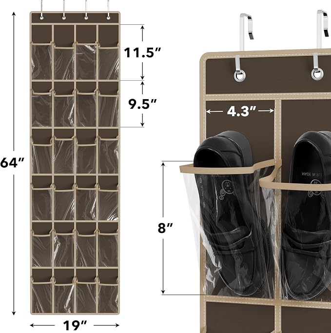 Simple Houseware 24 Pockets Clear Over the Door Shoe Organizer, 4 Durable Metal - Image 2