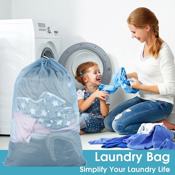 2 Pack Mesh Laundry Bags 23x34 Inch Drawstring Locking - Image 5