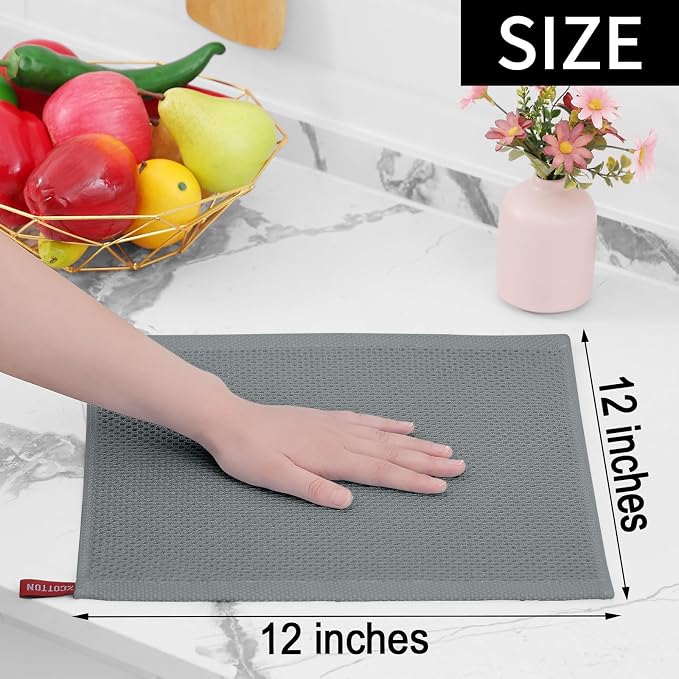 Homaxy 100% Cotton Waffle Weave Kitchen Dish Cloths 8-Pack, Ultra Soft - Image 5