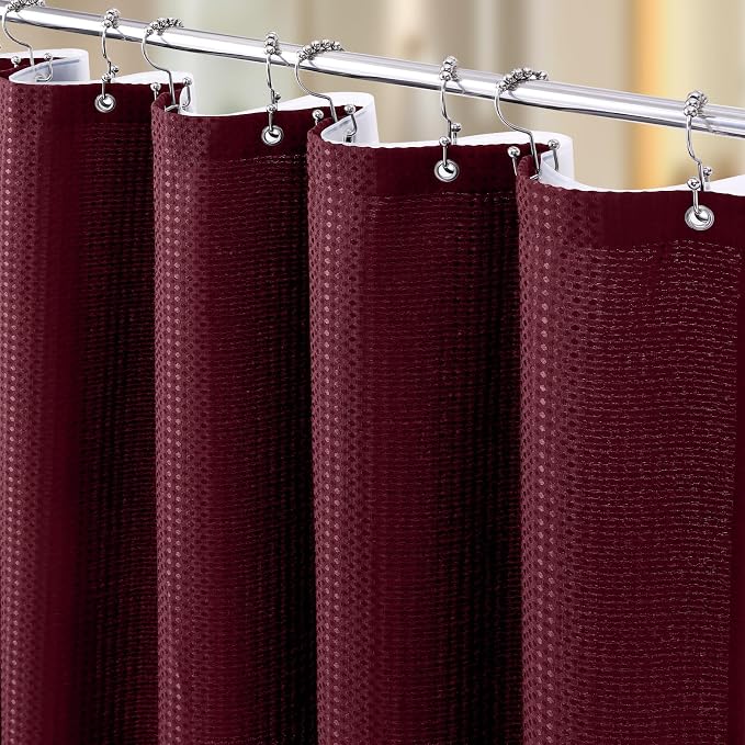 Vipfree 3 in 1 Shower Curtain Set, Waffle Shower Curtain and Liner Set by Vipfree