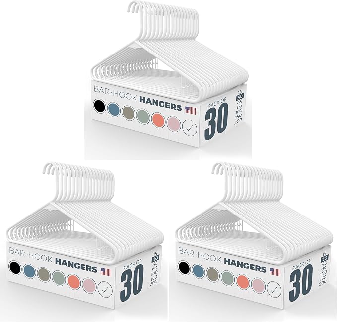Plastic Hangers 90 Pack – Made in the USA – 6lb Capacity Standard Clothes by NeatiesHangers