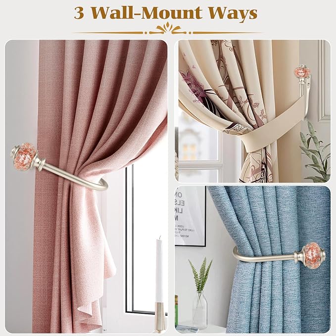 USFOOK Rose Gold Curtain Holdbacks, Decorative Drapery Tiebacks, 1 Pair | - Image 3