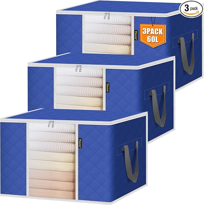 BALEINE 3 Pack Clothes Storage Bags, 16 Gallon Storage Containers by BALEINE