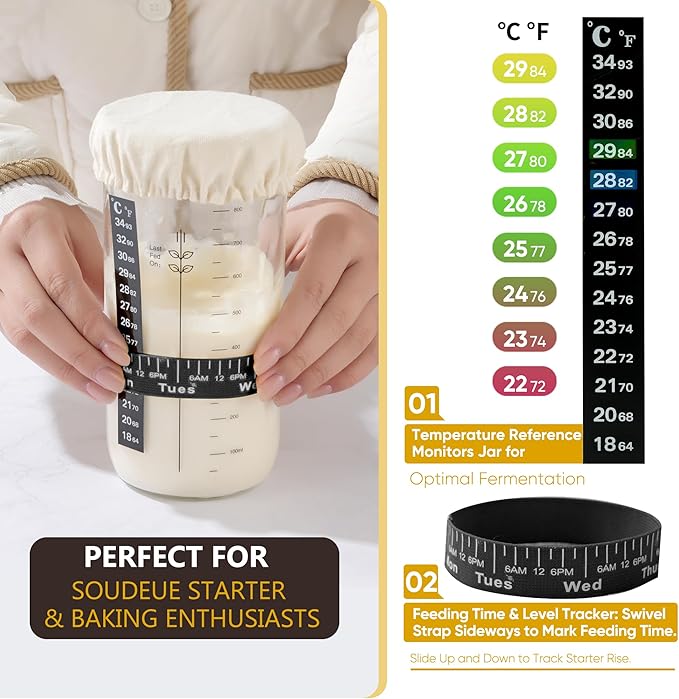 Sourdough Starter Kit with Jar – Complete Sourdough Bread Baking Supplies for Beginners, Includes 2 Silicone Proofing Baskets Baking Mat Sour Dough Kit - Gray