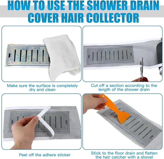 1 Pack Linear Shower Drain Hair Catcher Mesh Stickers Cutable | 4x33ft - Image 6