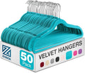 Zober Turquoise Velvet Hangers 50 Pack, Slim Non Slip Clothes Hangers | Slim by ZOBER