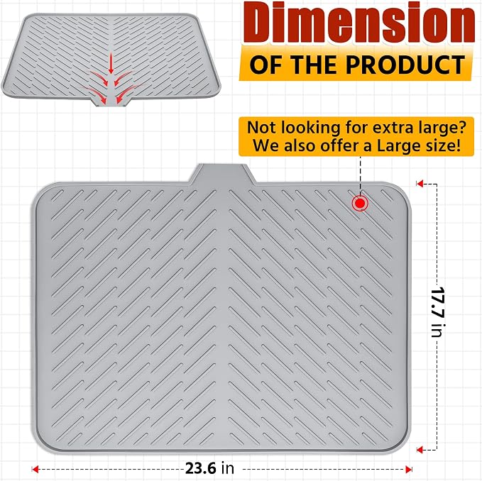 Silicone Dish Drying Mat with Built-in Drain Lip - Image 3