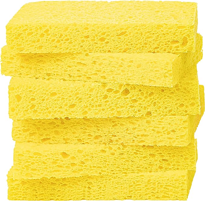 6 Pack Yellow Cellulose Scrub Sponges Non-Scratch Heavy Duty Kitchen | Cellulose by ARCLIBER