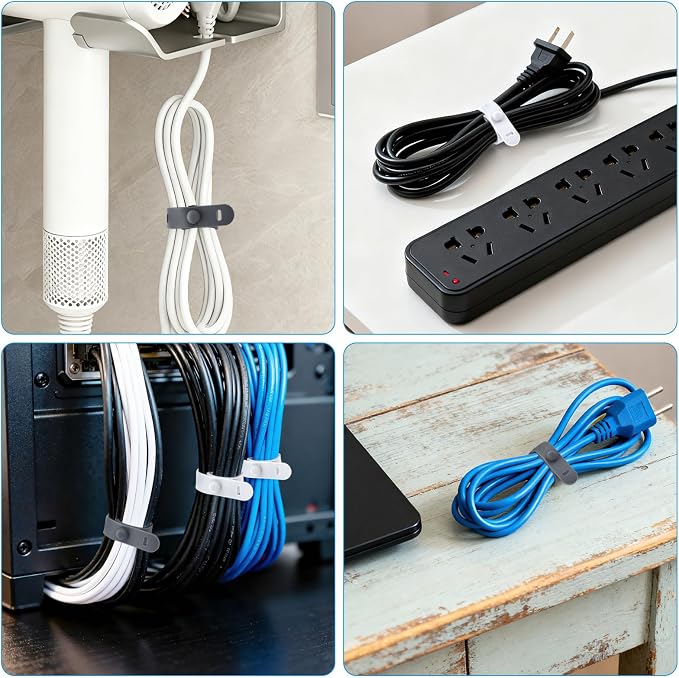 24 Pcs Silicone Cable Ties, Cord Organizer Ties, Cord Ties Reusable, Cord Wrap - Image 4