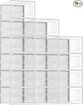 DUMOS Shoe Storage Boxes, 15 Pack Stackable Clear Shoe Containers by DumosLifestyle