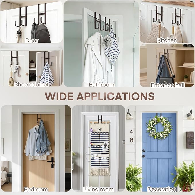 FYY 2 Packs Over The Door Hooks, Double Sided Door Hanger Hook - Image 7