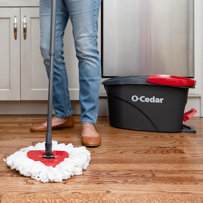 O-Cedar EasyWring Microfiber Spin Mop & Bucket Floor Cleaning System + 3 Extra - Image 11